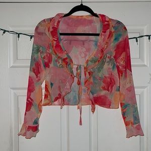 floral tie front top